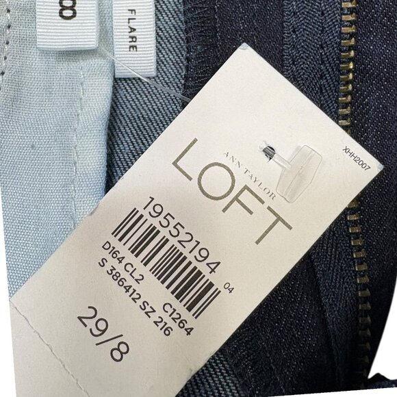 Loft Ann Taylor Dark Wash Mid Rise Stretch Flare Jeans - Picture 6 of 10